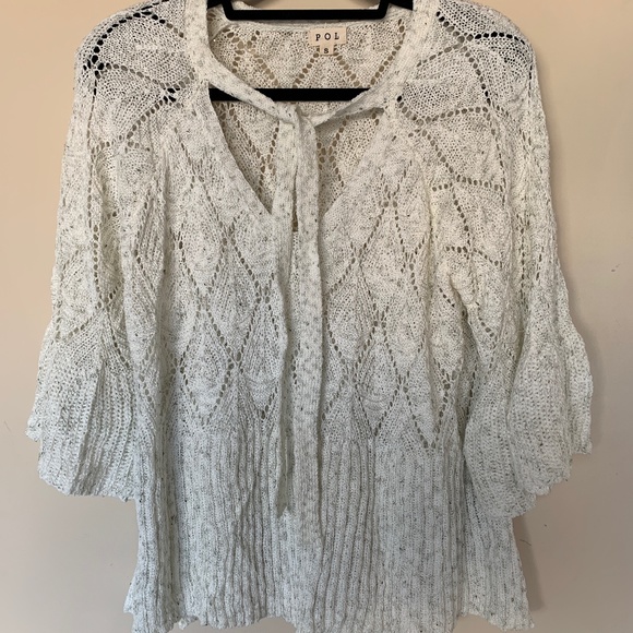 POL  Peasant Knit Blouse Tied V-Neck in size SMALL -(B5) - Picture 1 of 4
